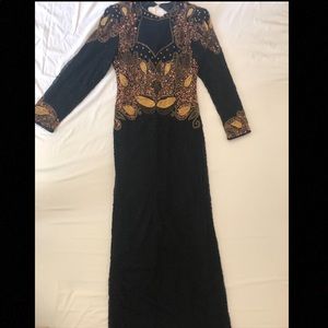 Black and Gold Sequins and beaded gown
